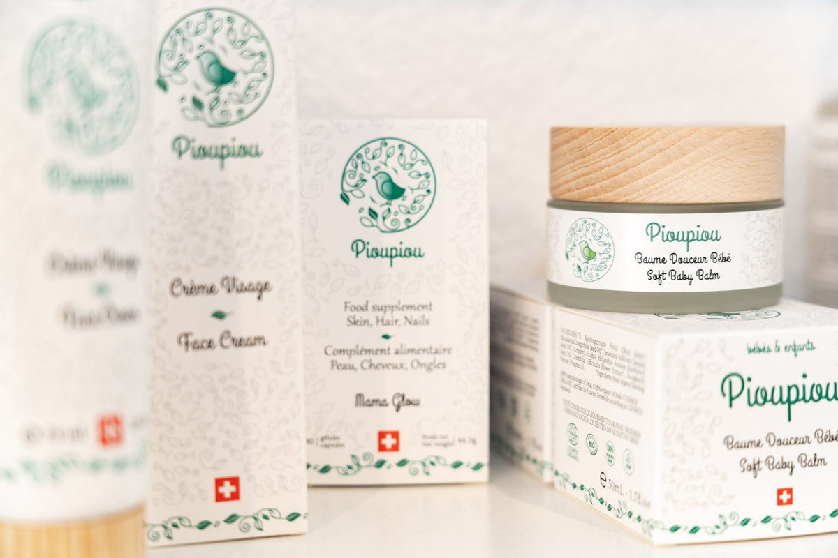 Soins Pioupiou pour bébés et mamans en rayon dans la boutique Swiss Co’Labs à Chavornay