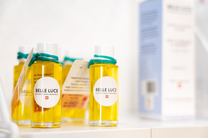 Huiles pour le corps Belle Luce en rayon dans la boutique Swiss Co’Labs à Chavornay